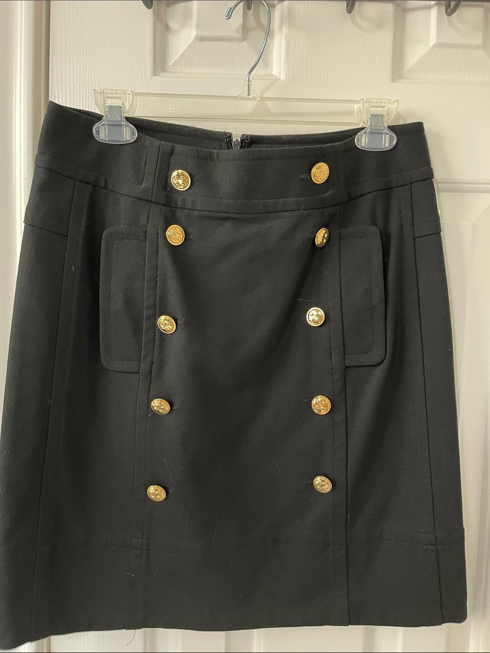 INC International Concepts Black Mini Skirt with Gold Buttons